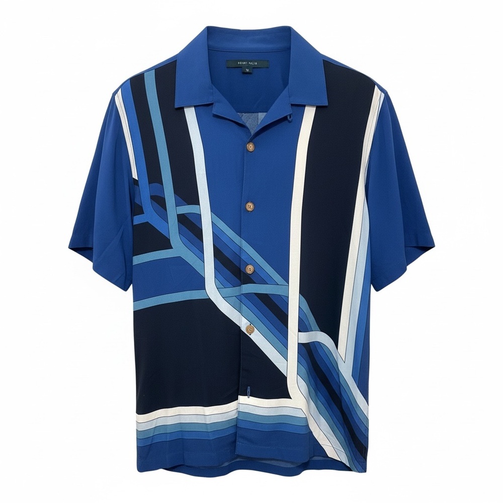 Perry Ellis Geometric Blue Button-Down Shirt